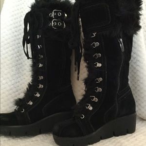 Aldo Black Suede with Black Faux Fur Boots.